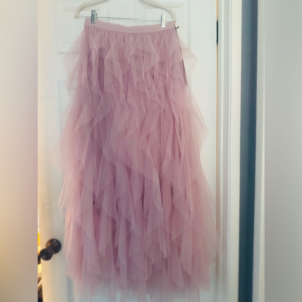 Pink Ruffle Maxi Skirt